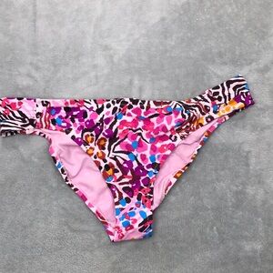 Jessica Simpson French Exit Shirred Hipster  Swim Bottom Size L New
